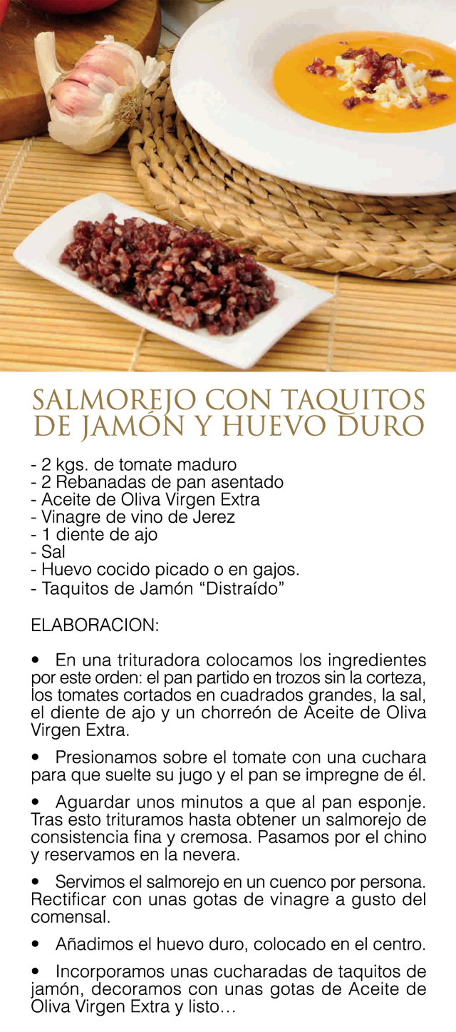 Salmorejo con taquitos de jam�n y huevo duro